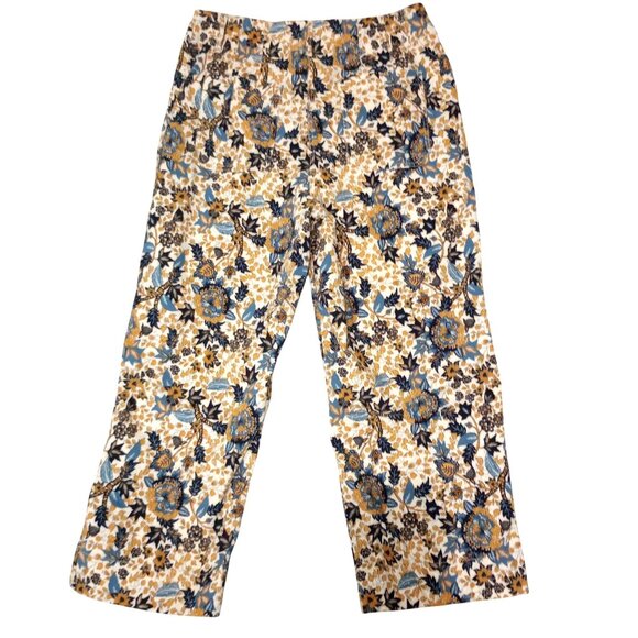 Nicole Miller Womens Floral Print Pants Wide Leg Size 12 Autumn Fall Leaves - Picture 2 of 4